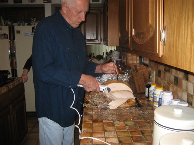 Robert carving the bird